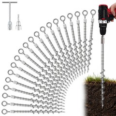 20pcs 12 Inch Screw Tent Stakes Heavy Duty Aluminum Ground Anchors For Camping T