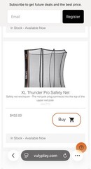 Vuly XL Thunder Pro Safety Net Replacement Net Trampoline New Open Box