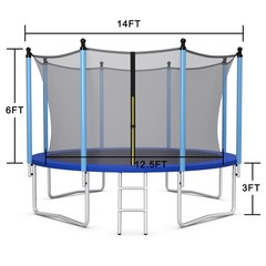 Jumping Exercise Recreational Bounce Trampoline W/Safety Net 8/10/12/14/15/16FT