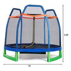 7FT Kids Trampoline W/Safety Enclosure Net Spring Pad Home Outdoor Heavy Duty