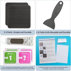 Trampoline Patch Repair Kit 4″x4″ Square Tear Hole Multipurpose Easy To Use