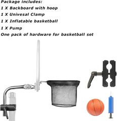 New Trampoline Basketball Hoop Mini Set Easy Install Fits Straight & Curved Pole