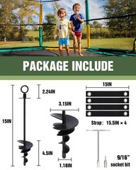 4 Pack Heavy Duty Trampoline Stakes with Nut Driver, Screw in Ground Anchor