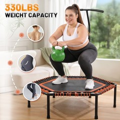 48″ Mini Rebounder for Adults with Adjustable Handle Bar Bungee Ropes Trampoline