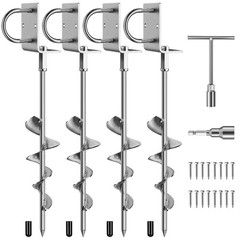 Multi-Purpose Ground Anchors Screw in, 16in 4Pack Fully Welded Heavy Duty Tra…