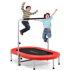 Costway 50″ Trampoline for 2 People Foldable Rebouncer w/Adjustable Handrail Red