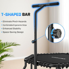 50” Indoor Trampoline for Adults with Bar – 550LBS Fitness Rebounder