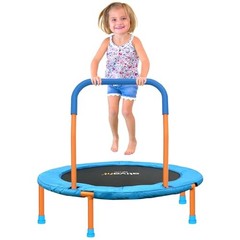 36-Inch Toddler Trampoline with Foam Handle, Foldable Indoor Orange and Blue