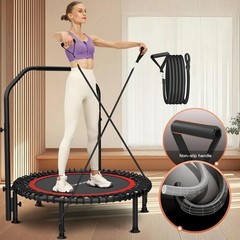 40″ Foldable Mini Trampoline with Resistance Bands for Home Garden and Gym 450lb