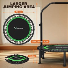 40″/48″ Foldable Mini Trampoline,Max Load 450Lbs/550Lbs Indoor Trampoline,With 4
