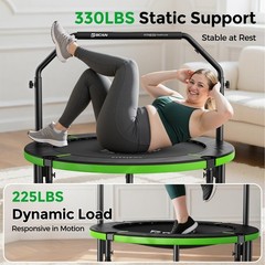 SP3 40″/48″ Foldable Mini Trampoline, Rebounder Trampoline for Adults, U/T Ad…