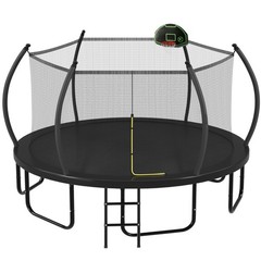 12ft 14ft 16ft Outdoor Round Trampoline with Basketball Hoop for Kids & Adult