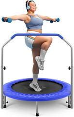 36/40″ Foldable Mini Trampoline – Compact Fitness Trampoline for Kids Adults, Ex