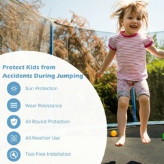 16ft Replacement Weather-Resistant Trampoline Safety Enclosure Net Double-Zipper