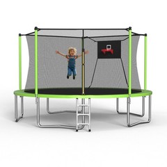 14FT Trampoline ,Sports Fitness Trampolines with Enclosure Net, Recreational
