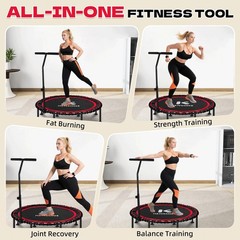 K KENSONE 48″ Foldable Rebounder Trampoline for Adults with Bungee, 550 LBS Q…