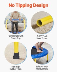 36in Foldable Indoor Trampoline for Kids 130lb Load Limit Steel Frame