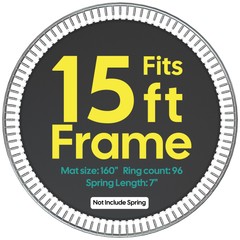 Trampoline Replacement Mat,Fits 15 ft Round Frame with 96 v-rings 8 Row Stitch