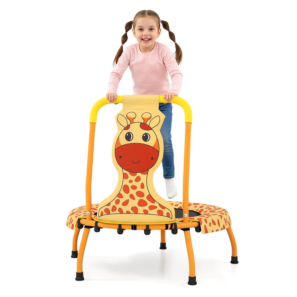 Mini Trampoline w/Foam Padded Handle & Safety Padded Cover for 3+ Years Old Kids