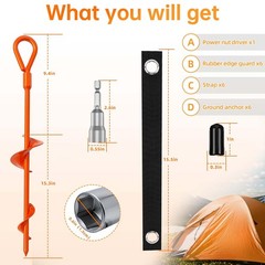 Ground Anchors, Shed Anchor Kit – 15 Inch, 4-Pack Spiral Stakes, Ground Ancho…