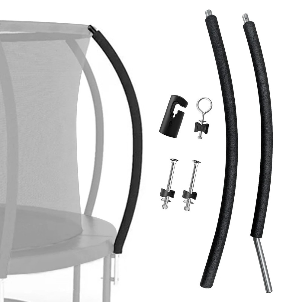 Universal Trampoline Replacement Curved Net Pole Kit for 10-16ft Frame, Padded