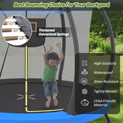 8ft 10ft Trampoline with Basketball Hoop & Ladder Outdoor Backyard Trampolines