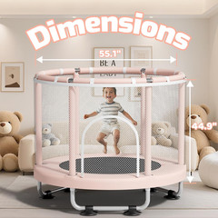 55 Inch Kids Trampoline with Safety Frame and Foam Padding Indoor Outdoor