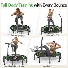 BCAN BT3 51″ Octagonal Rebounder Trampoline for Adults, 450LBS Max Load Fitness