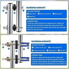 TOBWOLF 2 Sets Trampoline Replacement Poles Universal 8-16FT 1.65″ #R035