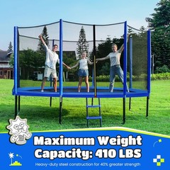 ORCC Trampoline 8FT 10FT 12FT 14FT, Outdoor Tramp with Enclosure Net, 410LBS