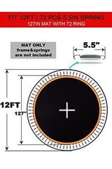 JumpTastic Trampoline Mat Replacement with 72 Pcs V-Ring, Fit 12FT Trampoline