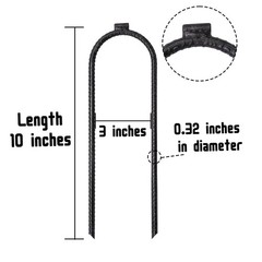 10″x3″ Trampoline U Shaped Rebar Stakes Heavy Duty Safety U Shaped Ground Anc…