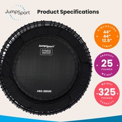 JumpSport 570 PRO Indoor Lightweight 44″ Fitness Trampoline, Black (Open Box)