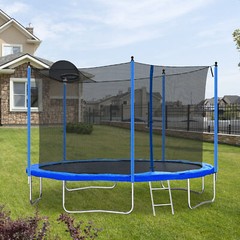 12FT Trampoline for Adults & Kids with Basketball Hoop, Outdoor Trampolines