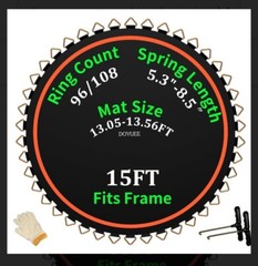 DOYUEE 15FT Trampoline Mat Replacement, 13.26ft Diameter, Fits 96 Springs