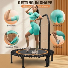 Indoor & Outdoor Mini Trampoline with Bar and Safety Padding – Max Load 550LBS