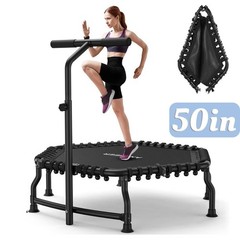 50″ Foldable Mini Rebounder Trampoline with Handle Bar for Adult,560lbs Max Load