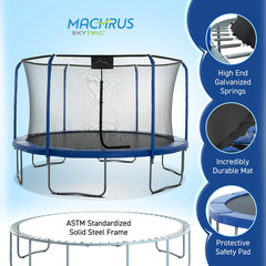 Skytric 11FT round Trampoline with Top-Ring Flex Frame Safety Enclosure – Kids,