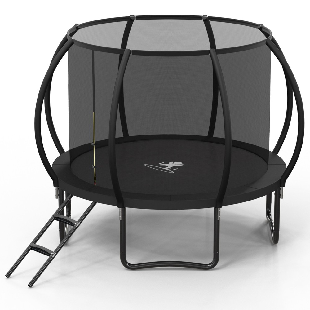10FT Outdoor Trampolines with Enclosure Net and Ladder，Round Trampoline for Kids