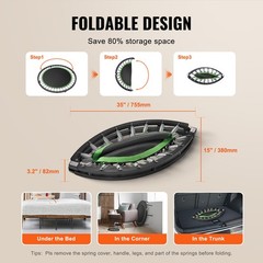 36 – 54.5″ Foldable Mini Fitness Trampoline Adults Exercise Rebounder
