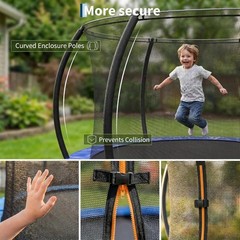 10/14 FT Outdoor Trampoline W/ Safety Net and Ladder Trampoline for Kids & Adult