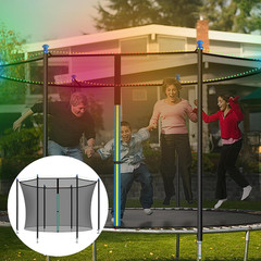 6PCS Trampoline Poles and 14FT Enclosure Net with Solar Light, Universal Trampol