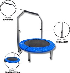 Mini Trampoline with Handlebar – 36″ Trampoline with Adjustable handrail Height