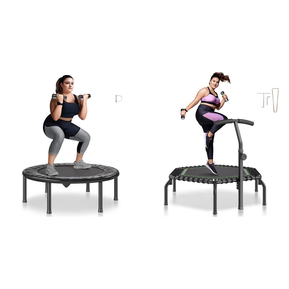 36 – 54.5″ Foldable Mini Fitness Trampoline Adults Exercise Rebounder