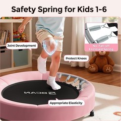 FED FITNESS 36” Kids Mini Trampoline With Handle & Safe Thickened Cover
