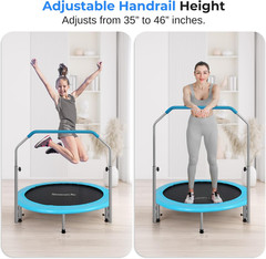 40″ Foldable Mini Trampoline for Adults – Compact Fitness Rebounder with Adjusta