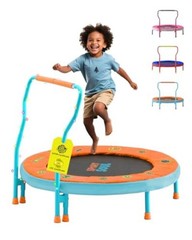 Mini Trampoline for Kids 3-6 with Super Safe Foam Handle Orange & Sky Blue
