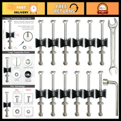 12 PCS 3.7″ Long Trampoline Screws & Bolts, Anti-Loose Replacement Parts, Tools
