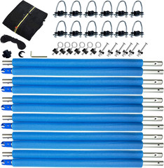 16Ft Trampoline Net and Pole Replacement, Universal Enclosure Poles with Clamp,