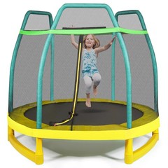7FT Kids Trampoline W/ Spring Pad Safety Enclosure Net Indoor Outdoor Heavy Duty